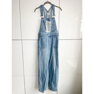 POL Fun Feel Denim Boho Overalls Small Crochet